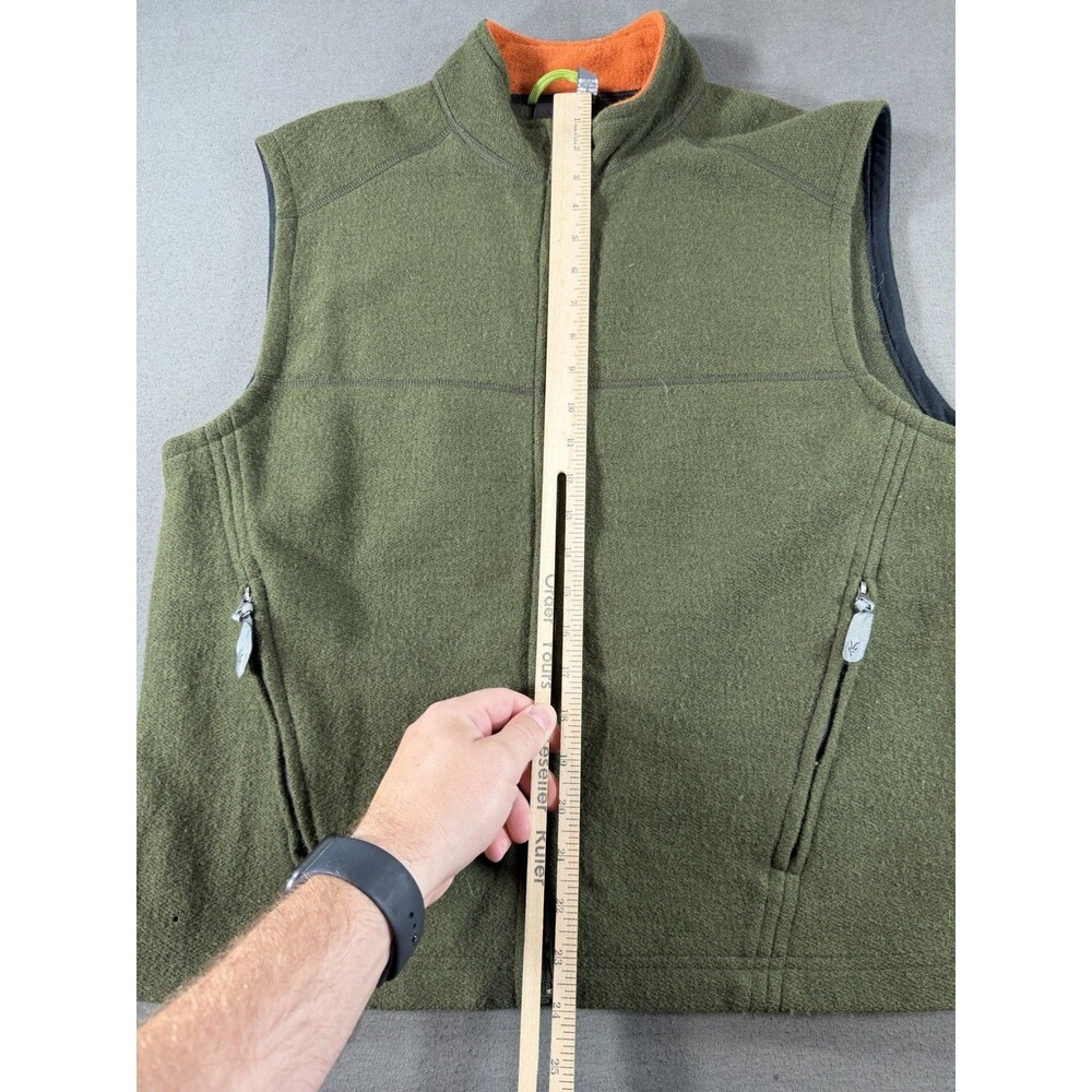 Ibex Merino Wool Full Zip Vest Mens Large Green Made in USA Small FLAW - Picture 6 of 8